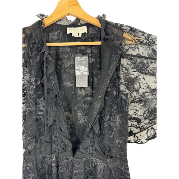 NWT SACHIN & BABI Net a Porter ONASSIS Black LACE LAYERED Dress Size 4 - Picture 9 of 16